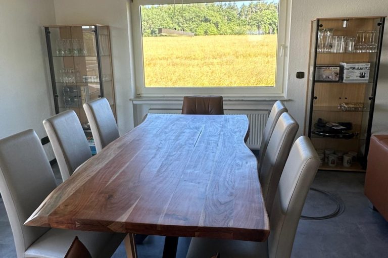 Hof Schöneck: Essbereich mit toller Aussicht Ferienhaus Hof Schöneck Mosel Mittelrhein Koblenz Cochem Bacharach